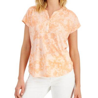 Style & Co Printed Henley T-Shirt S
